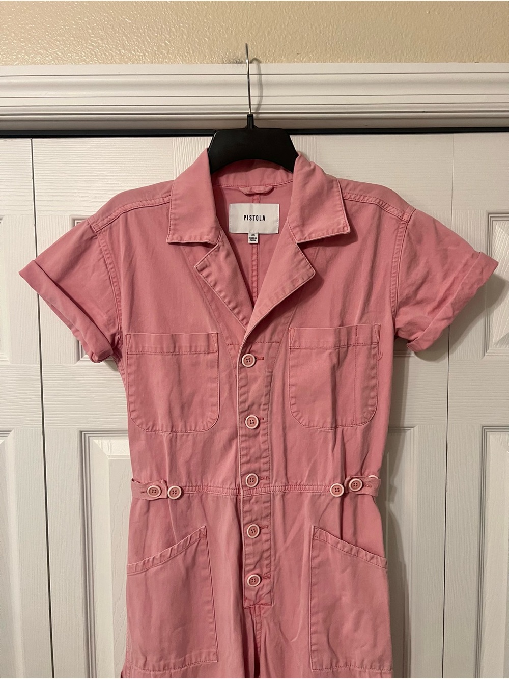 Pistola Grover Field Suit Short Sleeve Utility Jumpsuit Pink Flamingo Size XS - Picture 3 of 16